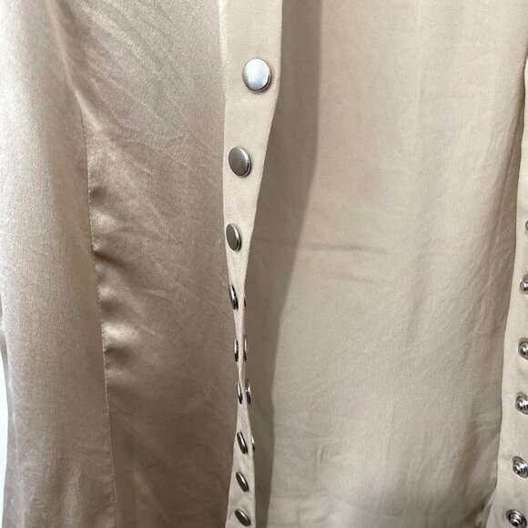 Cesare Fabbri Tan Silk Blouse Women’s Size 42 - Picture 5 of 12